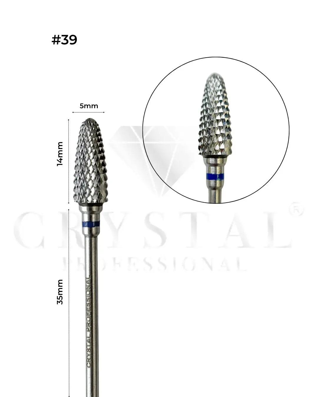 FREZ WĘGLIKOWY „KUKURYDZA” Crystal Professional №39 (NIEBIESKIE NACIĘCIE 5,0 mm)