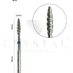 FREZ DIAMENTOWY PŁOMIEŃ (TORNADO) Crystal Professional №11 (NIEBIESKIE NACIĘCIE 2,3 mm)