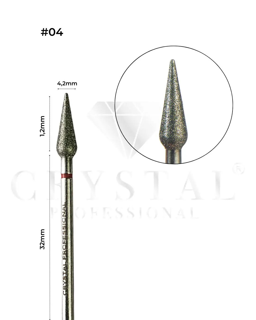 FREZ DIAMENTOWY „KROPLA” Crystal Professional №04 (CZERWONE NACIĘCIE 4,2 MM)