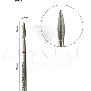 FREZ DIAMENTOWY „PŁOMIEŃ” Crystal Professional №01 (CZERWONE NACIĘCIE 2,1 mm)