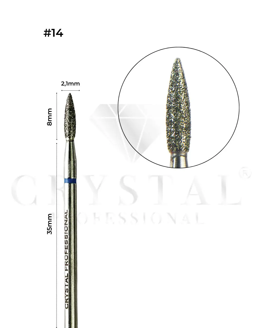 FREZ DIAMENTOWY „PŁOMIEŃ” Crystal Professional №14 (NIEBIESKIE NACIĘCIE 2,1 mm)