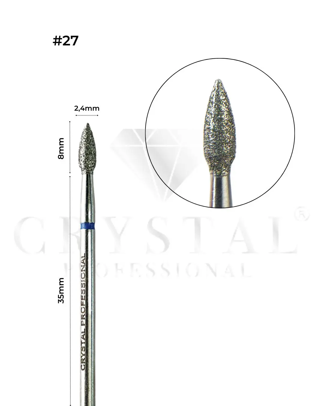 FREZ DIAMENTOWY PŁOMIEŃ Crystal Professional №27 (NIEBIESKIE NACIĘCIE 2,4 mm)