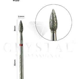 FREZ DIAMENTOWY PŁOMIEŃ Crystal Professional №28 (CZERWONE NACIĘCIE 2,4 mm)