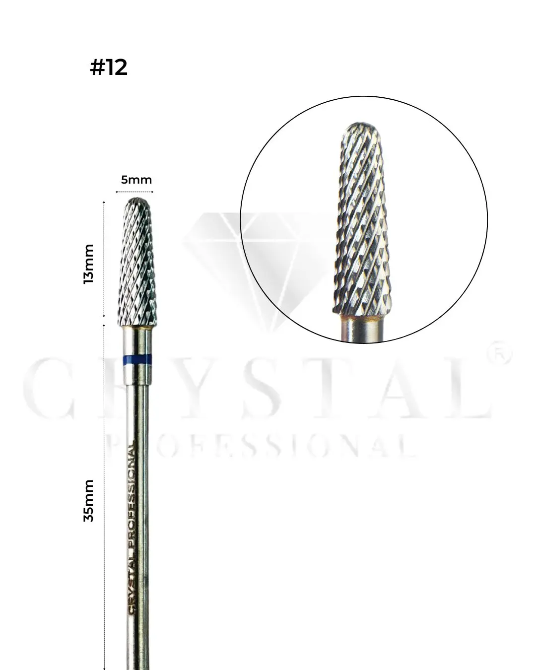 FREZ WĘGLIKOWY „STOŻEK ZAOKRĄGLONY” Crystal Professional №12 (NIEBIESKIE NACIĘCIE 5,0 mm)