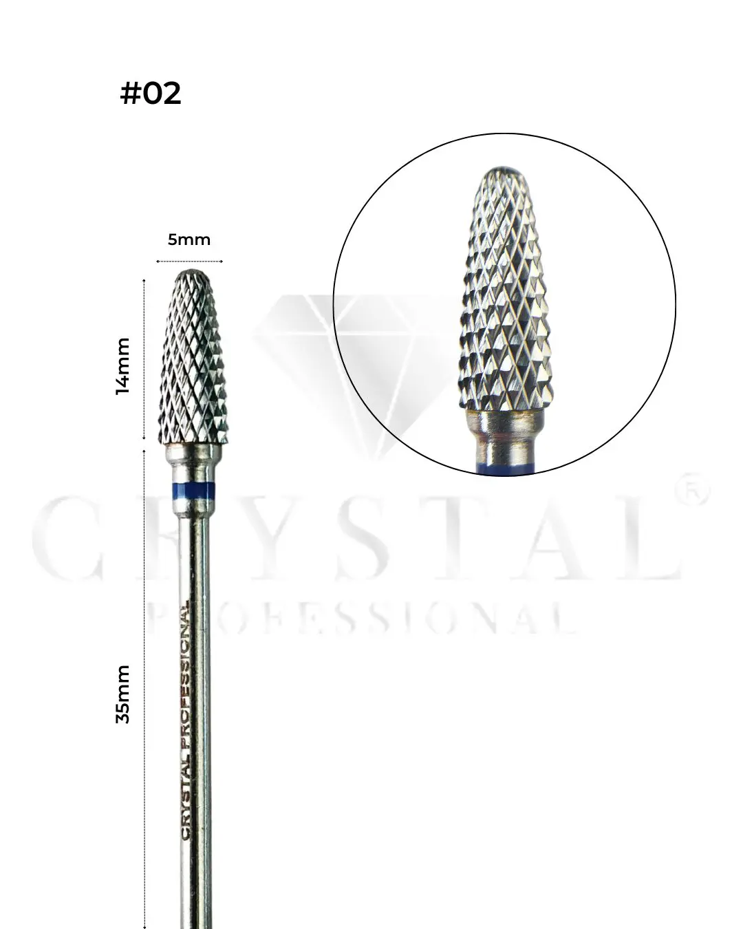 Frez Węglikowy „Kukurydza” Crystal Professional №02 (Niebieskie Nacięcie 5,0 mm)