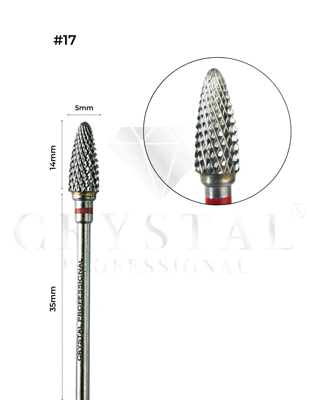 FREZ WĘGLIKOWY „KUKURYDZA” Crystal Professional №17 (CZERWONE NACIĘCIE 5,0 mm)