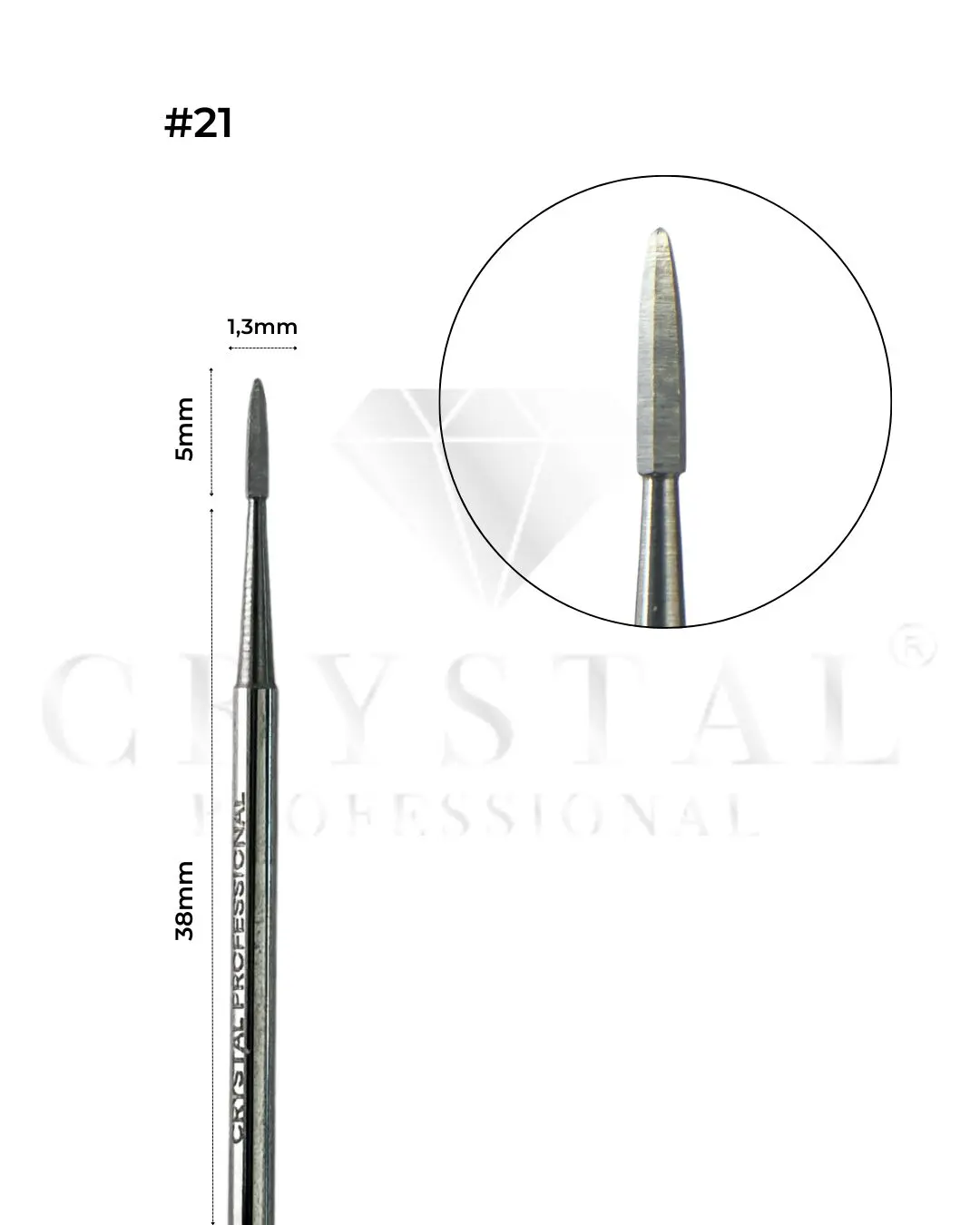FREZ WĘGLIKOWY „BEZPIECZNY” Crystal Professional №21 (BEZ ABRAZJI 1,3 mm)