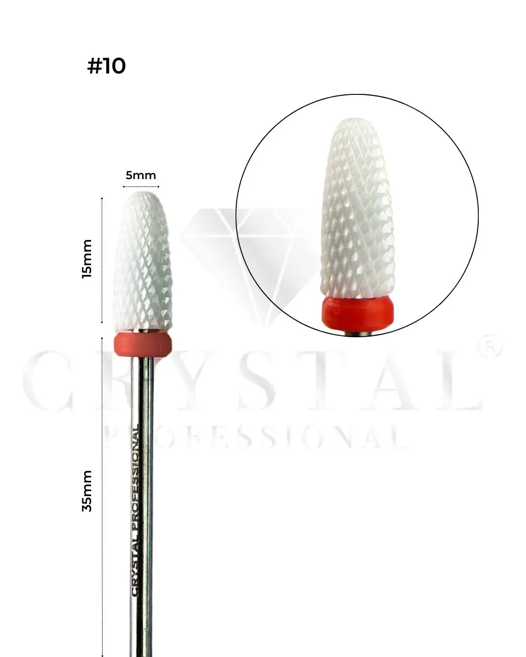 FREZ CERAMICZNY „KUKURYDZA” Crystal Professional №10 (CZERWONE NACIĘCIE 5 mm)