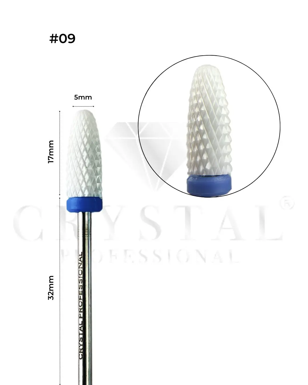 FREZ CERAMICZNY „KUKURYDZA” Crystal Professional №09 (NIEBIESKIE NACIĘCIE 5 mm)