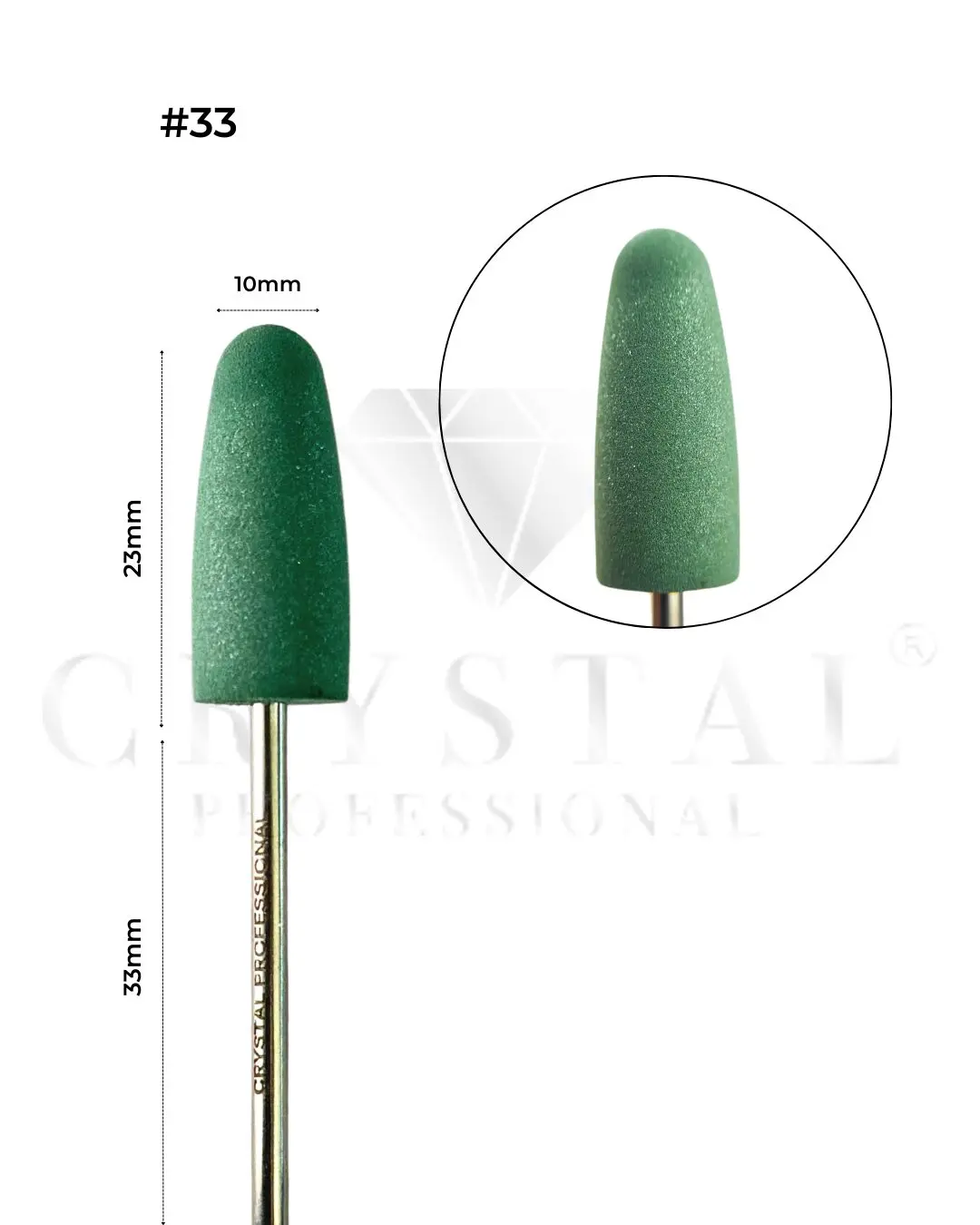 SILIKONOWY FREZ POLERUJĄCY Crystal Professional №33 (DUŻY, ZIELONY)