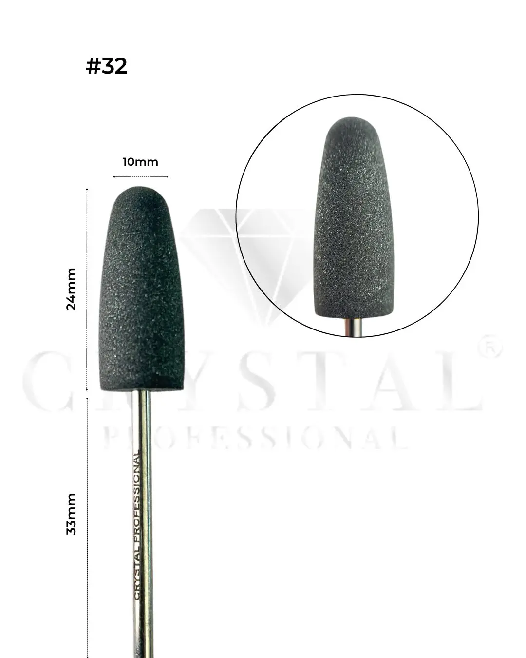 SILIKONOWY FREZ POLERUJĄCY Crystal Professional №32 (DUŻY, SZARY)