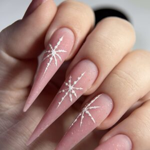 paznokci na zimę, Pudrowy róż w zimowej odsłonie