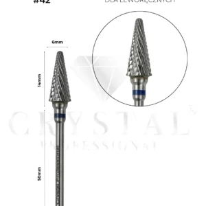 Frez węglikowy „Stożek” Crystal Professional №42 (niebieskie nacięcie 6,0 mm) для лівші