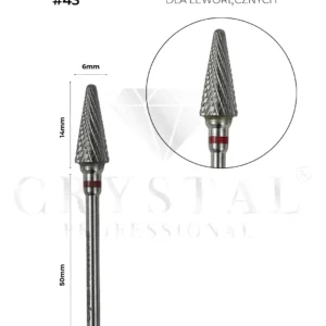 Frez węglikowy „Stożek” Crystal Professional №43 (czerwone nacięcie 6,0 mm) для лівші